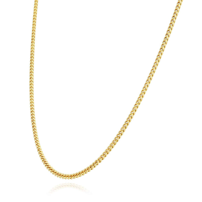 18K Yellow Gold Over Sterling Silver 2mm Miami Cuban Chain (Solid Links) 16"-30"
