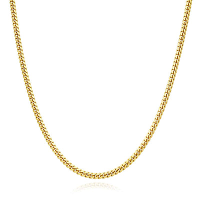 14K Yellow Gold Over Sterling Silver 2.5mm Miami Cuban Chain (Solid Links) 16"-30"