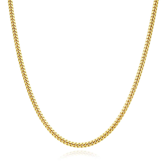 14K Yellow Gold Over Sterling Silver 2.5mm Miami Cuban Chain (Solid Links) 16"-30"