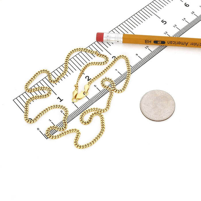 14K Yellow Gold Over Sterling Silver 2.5mm Miami Cuban Chain (Solid Links) 16"-30"
