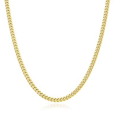 14K Yellow Gold Over Sterling Silver 3.5mm Miami Cuban Chain (Solid Links) 16"-30"