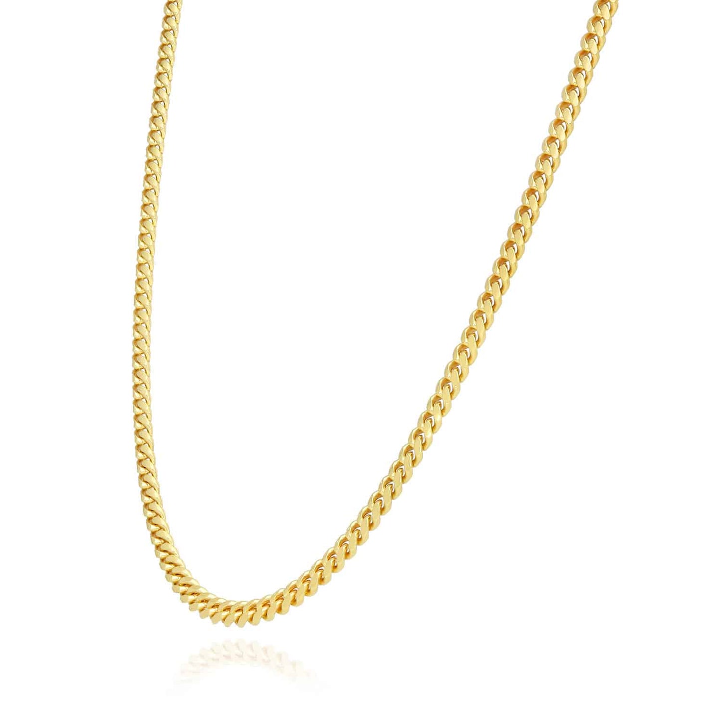 Solid 14K Yellow Gold Over Silver 3.5mm Miami Cuban Chain Necklace 16"-30"