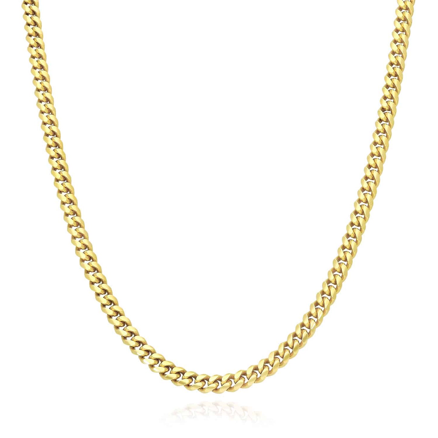 14K Yellow Gold Over Silver 4mm Miami Cuban Chain Necklace 16"-30"