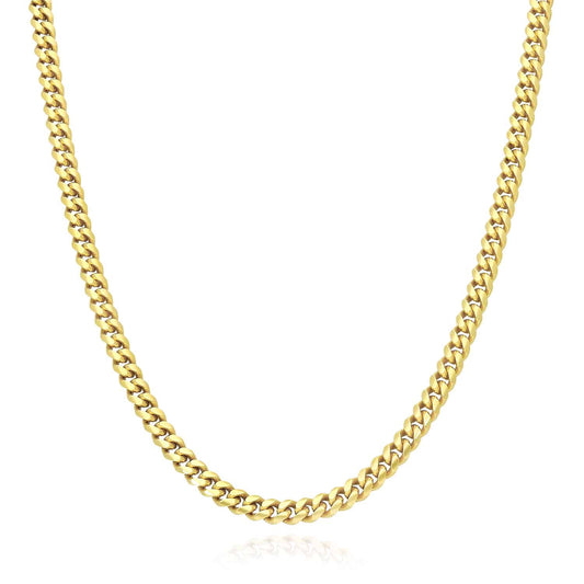 14K Yellow Gold Over Silver 4mm Miami Cuban Chain Necklace 16"-30"