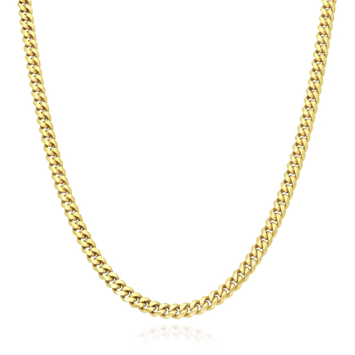 14K Yellow Gold Over Sterling Silver 4mm Miami Cuban Chain (Solid Links) 16"-30"