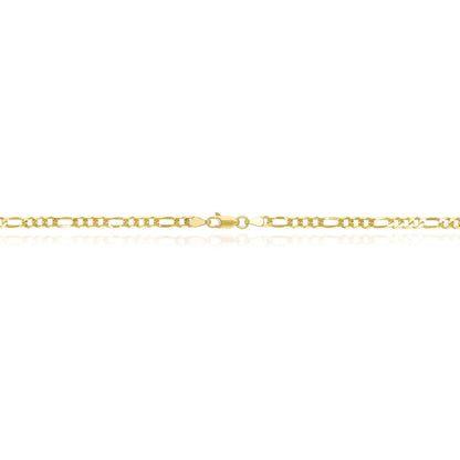 14K Yellow Gold Over 925 Silver 3.7mm Figaro Chain Necklace 16"-30"