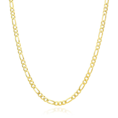 14K Yellow Gold Over 925 Silver 3.7mm Figaro Chain Necklace 16"-30"