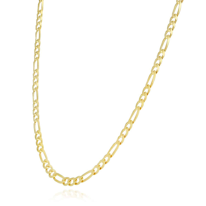 14K Yellow Gold Over Sterling Silver 3.7mm Figaro Chain (Solid Links) 16"-30"