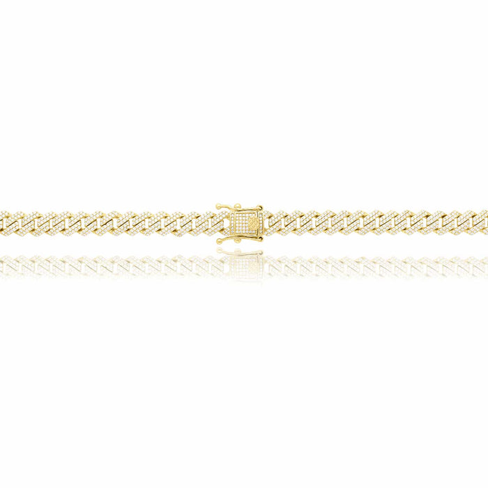 Yellow Gold Over Sterling Silver CZ Pave 8.5mm Edge Miami Cuban Chain (Solid Links) 16"-24"