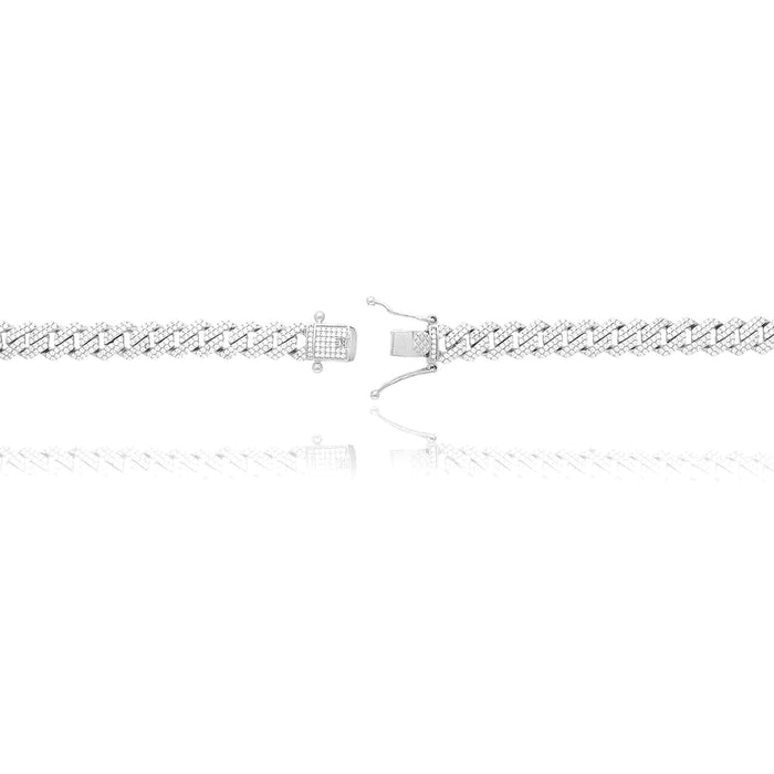 18K White Gold Over Sterling Silver CZ Pave 8.5mm Edge Miami Cuban Chain (Solid Links) 16"-24"