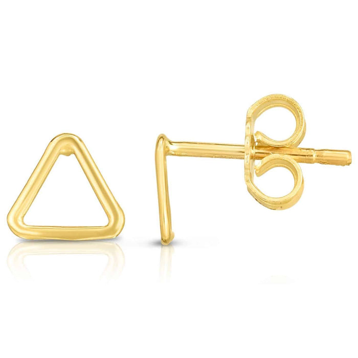 14K Gold Open Triangle Stud Earrings 7mm