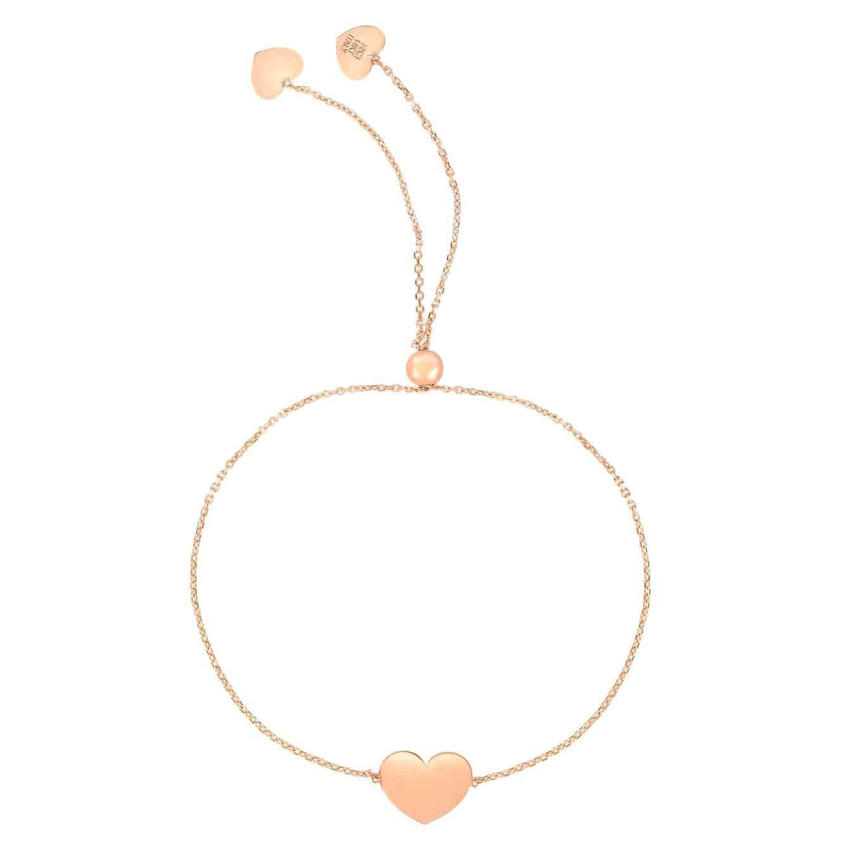14K Yellow White Rose Gold Cable Heart Friendship Bolo Bracelet (Hollow) 9.25" Adjustable