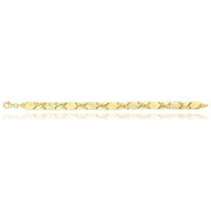 14K Gold Yellow 7.5mm Diamond-Cut Stampato XO Bracelet 7.5"