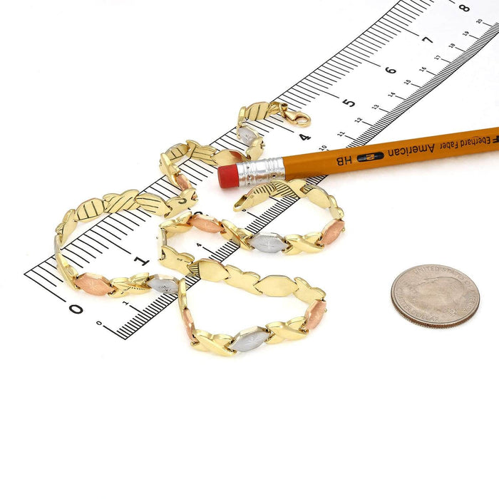 14K Tri-Color Gold 7mm Diamond-Cut Stampato XO Necklace (Hollow) 17"