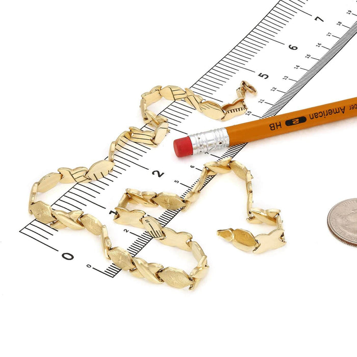 10K Yellow Gold 7mm Diamond-Cut Stampato XO Necklace (Hollow) 17.5"