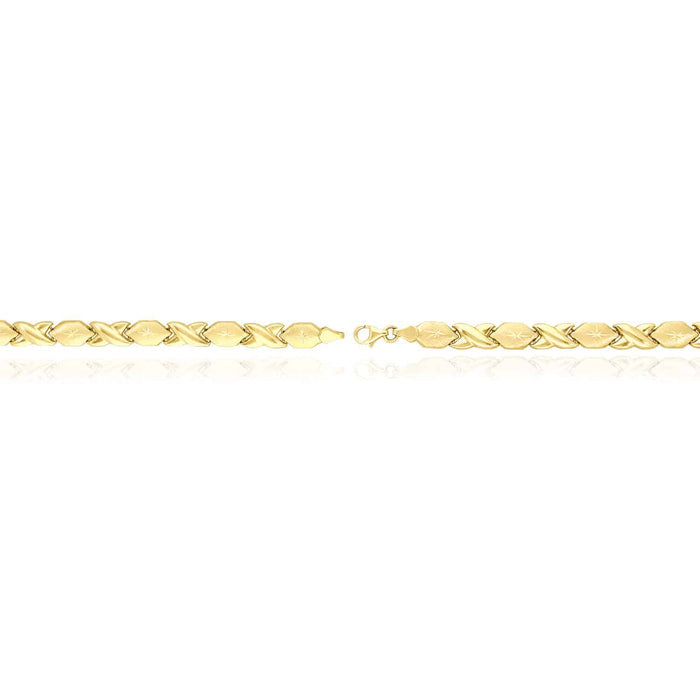 10K Yellow Gold 7mm Diamond-Cut Stampato XO Necklace (Hollow) 17.5"