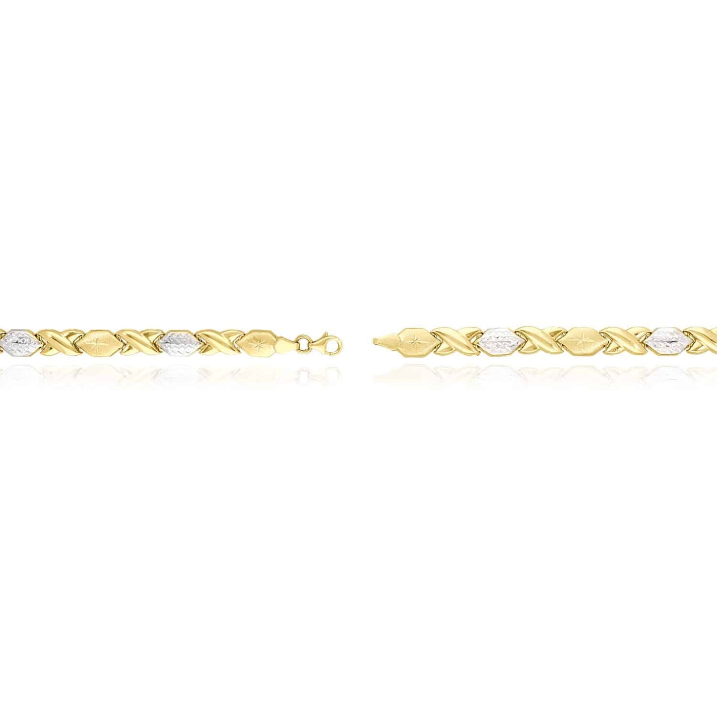 14K Gold Two-Tone 7mm Diamond-Cut Stampato XO Necklace 17"