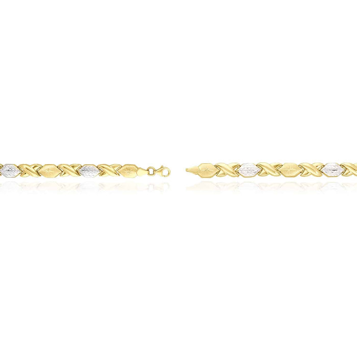 14K Two-Tone Gold 7mm Diamond-Cut Stampato XO Necklace (Hollow) 17"