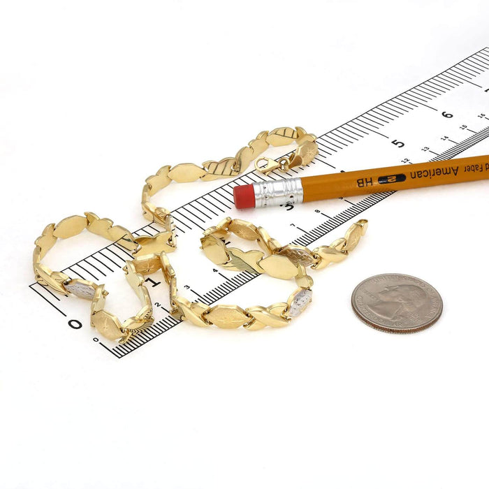 14K Two-Tone Gold 7mm Diamond-Cut Stampato XO Necklace (Hollow) 17"