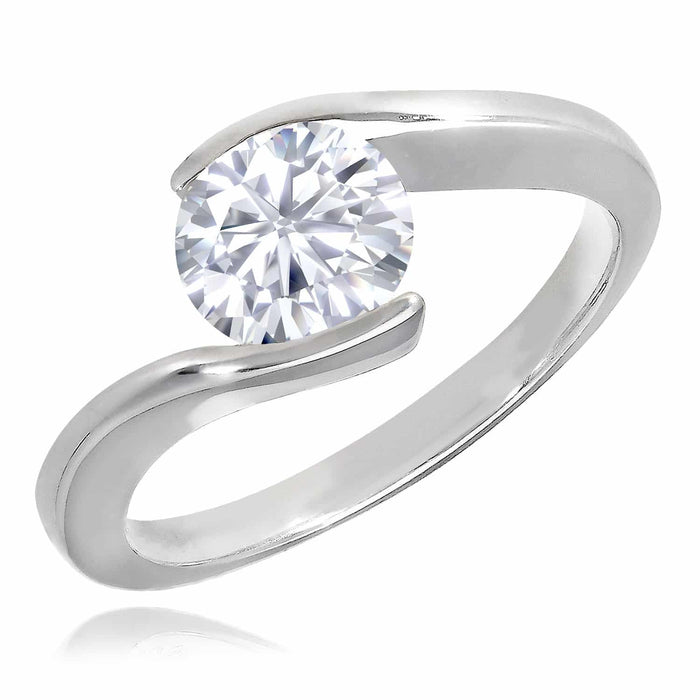 1CT Real Moissanite 14K Gold White Modern Solitaire Engagement Ring
