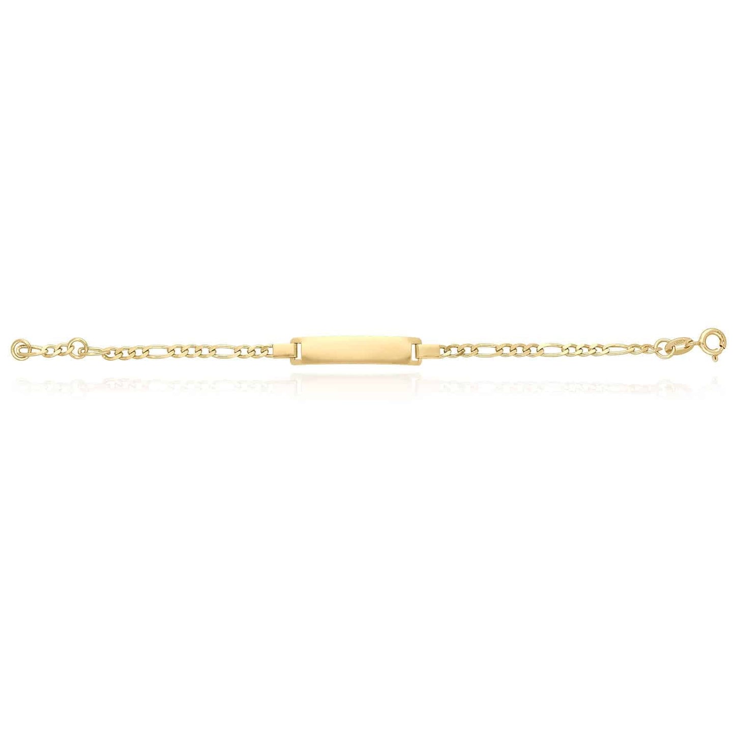 Kid’s 14K Gold Over Silver 3mm Figaro Engravable ID Bracelet 5.5-6" Adjustable