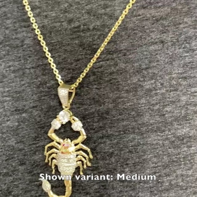 10K Yellow Gold CZ Pave Scorpio Charm Pendant 2"-3"