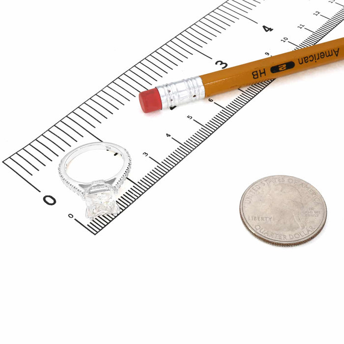 3.2CTW Natural Diamond & Princess Moissanite 14K Gold White Engagement Ring