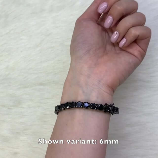 Sterling Silver 3mm 4mm 5mm 6mm Black CZ Tennis Bracelet 7.25"