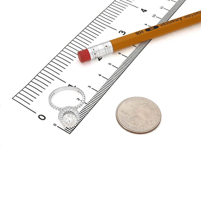 3.2CTW Natural Diamond & Oval-Cut Moissanite 14K Gold White Halo Engagement Ring