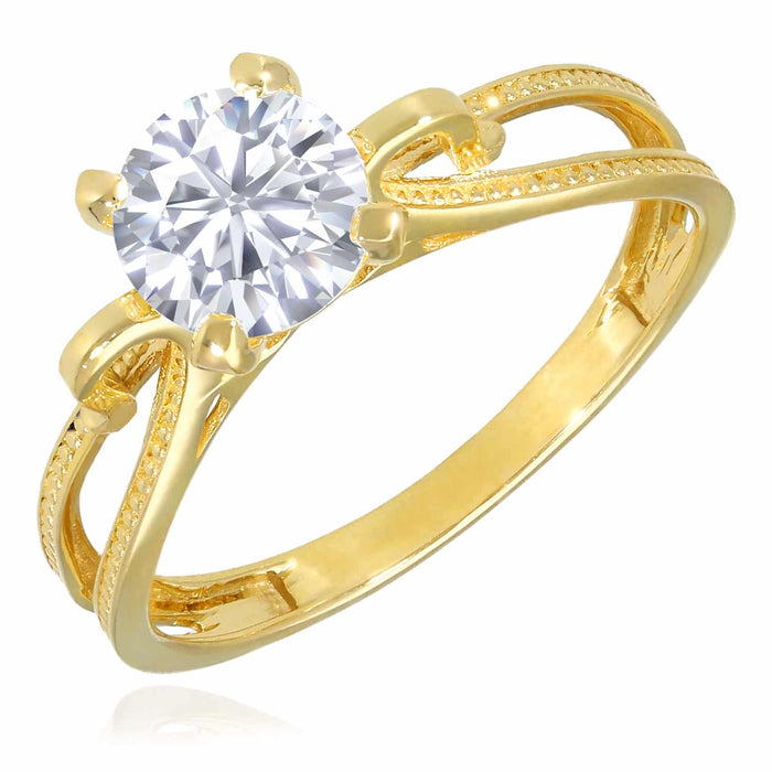 0.85CT CZ Solitaire 10K Gold Engagement Ring
