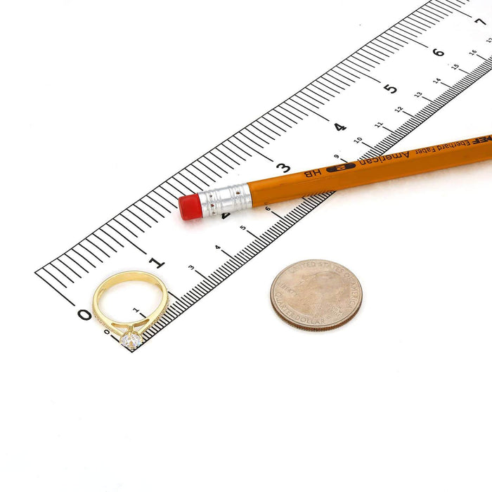 0.70 CTW CZ Petite Pave Crown 10K Gold Engagement Ring