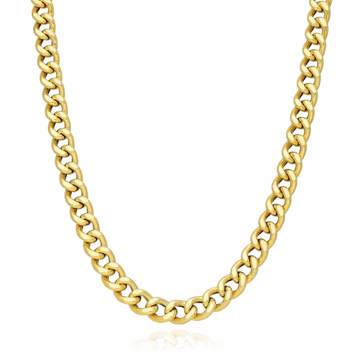 14K Gold Over Silver 8mm Hollow Miami Cuban Choker Necklace 14"-17" Adjustable