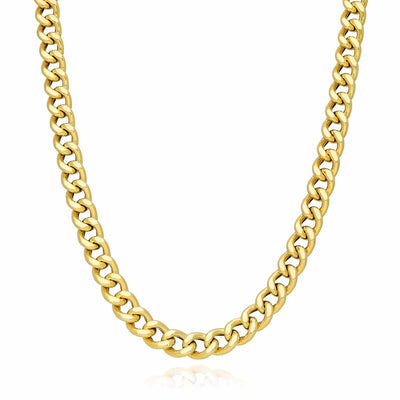 14K Yellow Gold Over Sterling Silver 8mm Miami Cuban Choker Necklace (Hollow) 14"-17" Adjustable