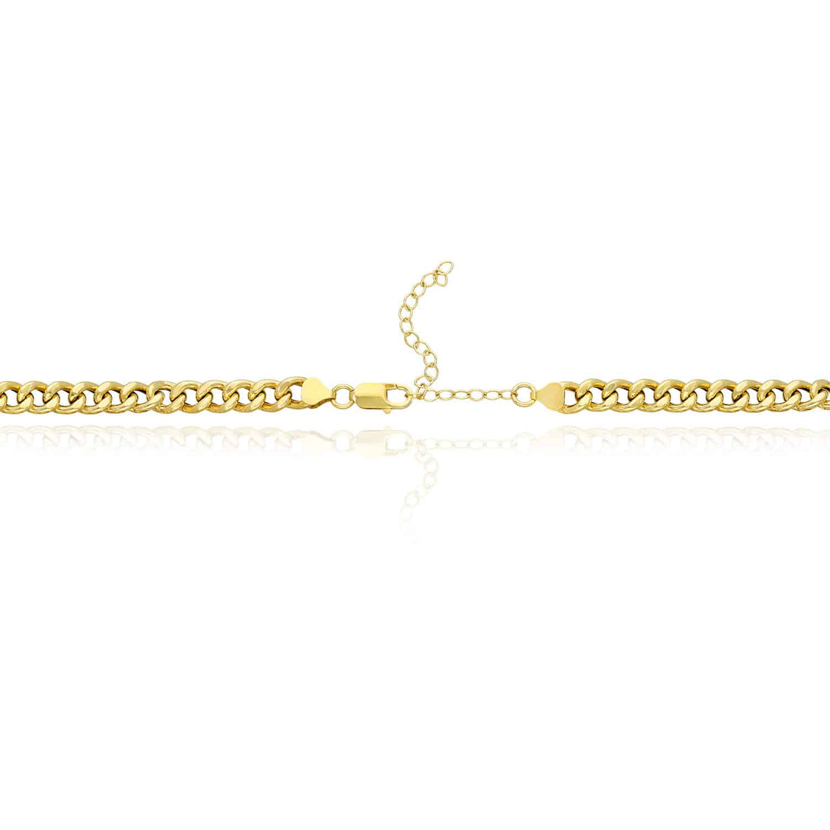 14K Yellow Gold Over Sterling Silver 8mm Miami Cuban Choker Necklace (Hollow) 14"-17" Adjustable