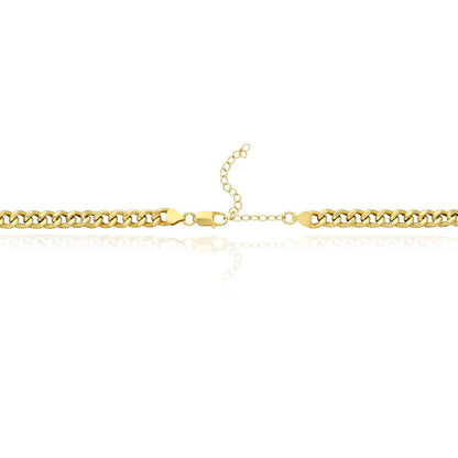 14K Gold Over Silver 8mm Hollow Miami Cuban Choker Necklace 14"-17" Adjustable
