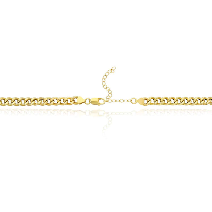 14K Yellow Gold Over Sterling Silver 8mm Miami Cuban Choker Necklace (Hollow) 14"-17" Adjustable