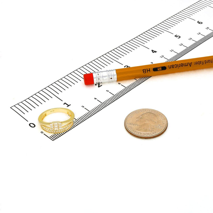 0.65CTW CZ 10K Gold Yellow Round Baguette Ring