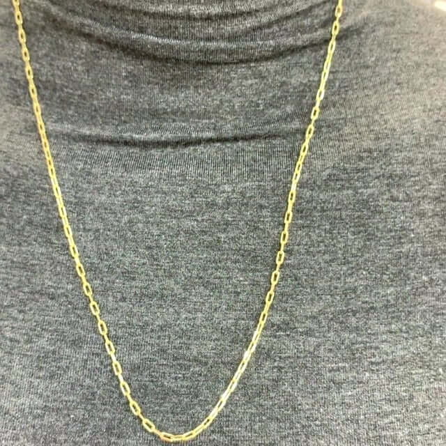 18K Yellow Gold 2.5mm Paperclip Elongated Chain (Solid Links) 16"-24"
