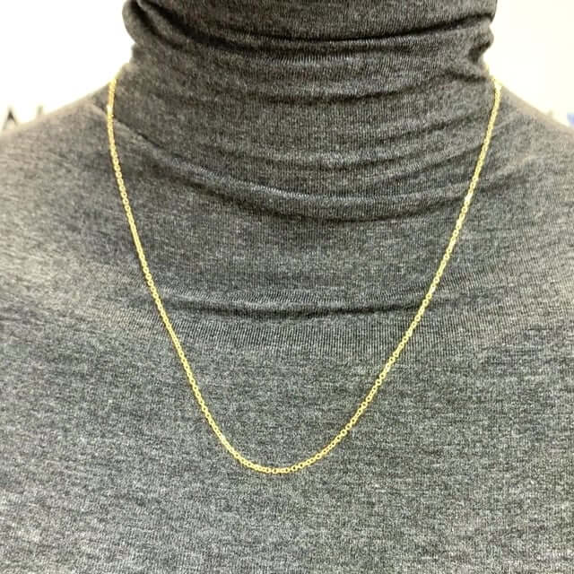 18K Yellow Gold Diamond-Cut 1.5mm Cable Chain (Solid Links) 16"-24"