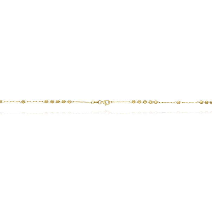 10K Yellow Gold 3mm Diamond-Cut Beads Rosary Necklace (Hollow) 18"-20"