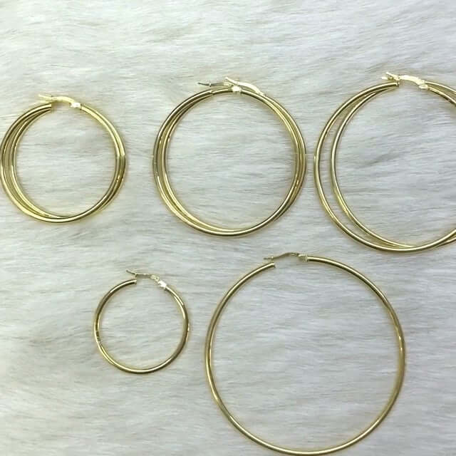 Yellow Gold Over 925 Sterling Silver Hoop Earrings 35mm-73mm