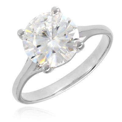 2CT Real Moissanite Solitaire 14K Gold White Engagement Ring