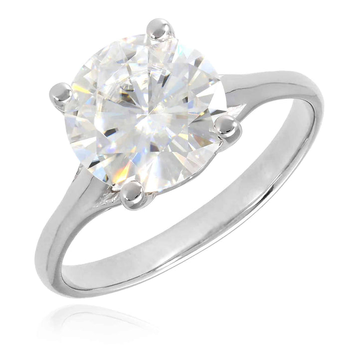 2CT Real Moissanite Solitaire 14K Gold White Engagement Ring