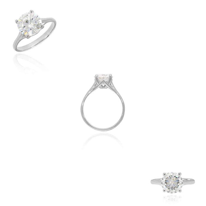 2CT Real Moissanite Solitaire 14K Gold White Engagement Ring