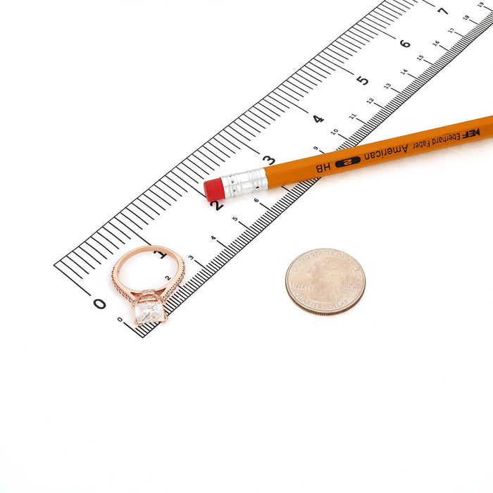 3.55Ctw Natural Diamond & Princess-Cut Moissanite 14K Rose Gold Engagement Ring