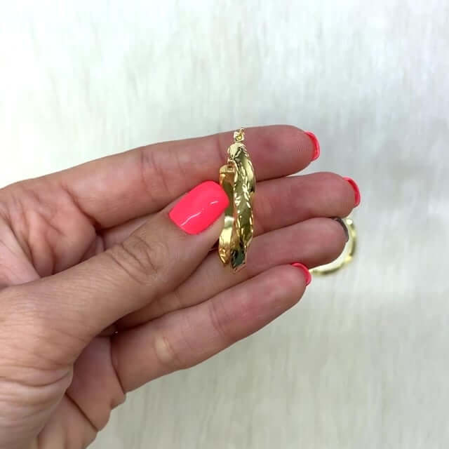 Yellow White Gold Over Silver Twisted Diamond-Cut Electroformed Hoop Earrings