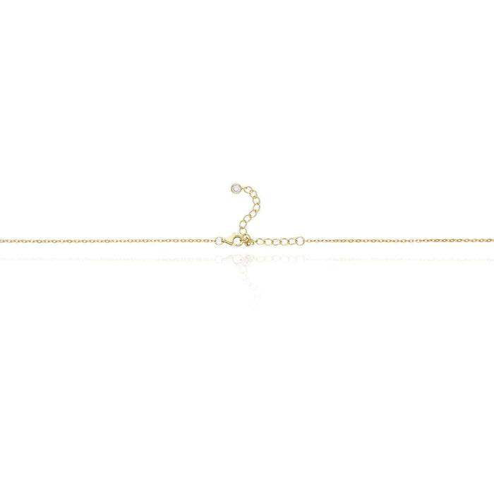 18K Yellow Gold Over Sterling Silver Hamsa Hand CZ Station Chain (Solid Links) 16"-18" Adjustable