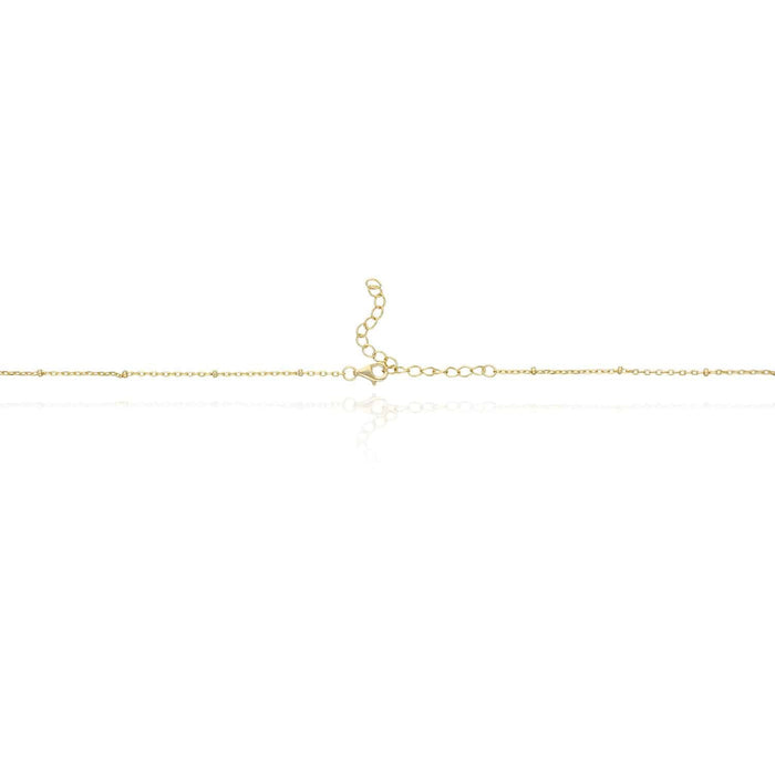 14K Yellow Gold Over Sterling Silver 1.5mm Saturn Cable CZ Hamsa Necklace (Solid Links) 16"-18"