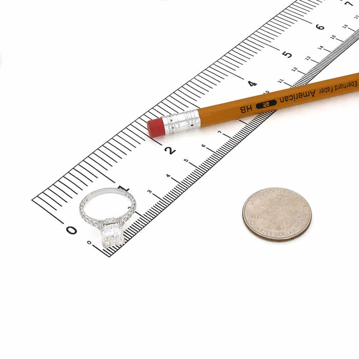 3.30CT Natural Diamond and Radiant-Cut Moissanite 14K Gold White Engagement Ring