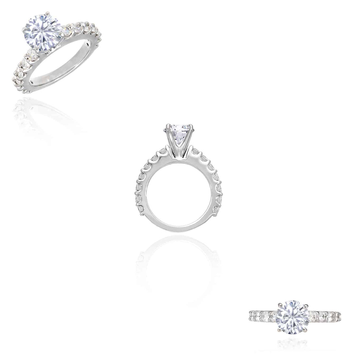 3.50CTW Natural Diamond & Moissanite 14K Gold White Engagement Ring